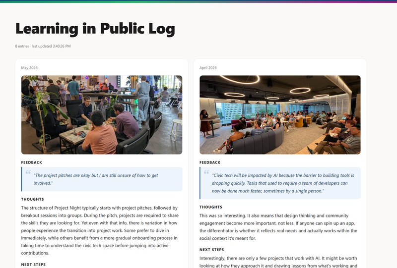 Learning in Public Log preview